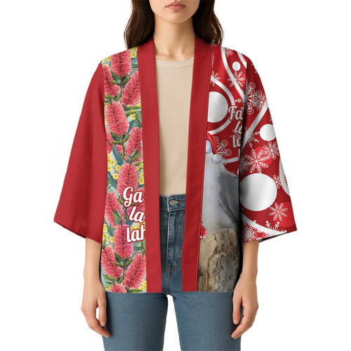 Blue Galah Mutation Christmas Australia Kimono Falalalala Galalah Bottlebrush Red Aboriginal Art - Aussie Hoodie
