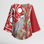 Blue Galah Mutation Christmas Australia Kimono Sleeve Blouse Falalalala Galalah Bottlebrush Red Aboriginal Art - Aussie Hoodie