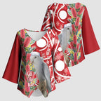 Blue Galah Mutation Christmas Australia Kimono Sleeve Blouse Falalalala Galalah Bottlebrush Red Aboriginal Art - Aussie Hoodie