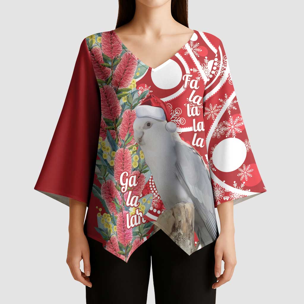 Blue Galah Mutation Christmas Australia Kimono Sleeve Blouse Falalalala Galalah Bottlebrush Red Aboriginal Art - Aussie Hoodie