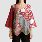 Blue Galah Mutation Christmas Australia Kimono Sleeve Blouse Falalalala Galalah Bottlebrush Red Aboriginal Art - Aussie Hoodie