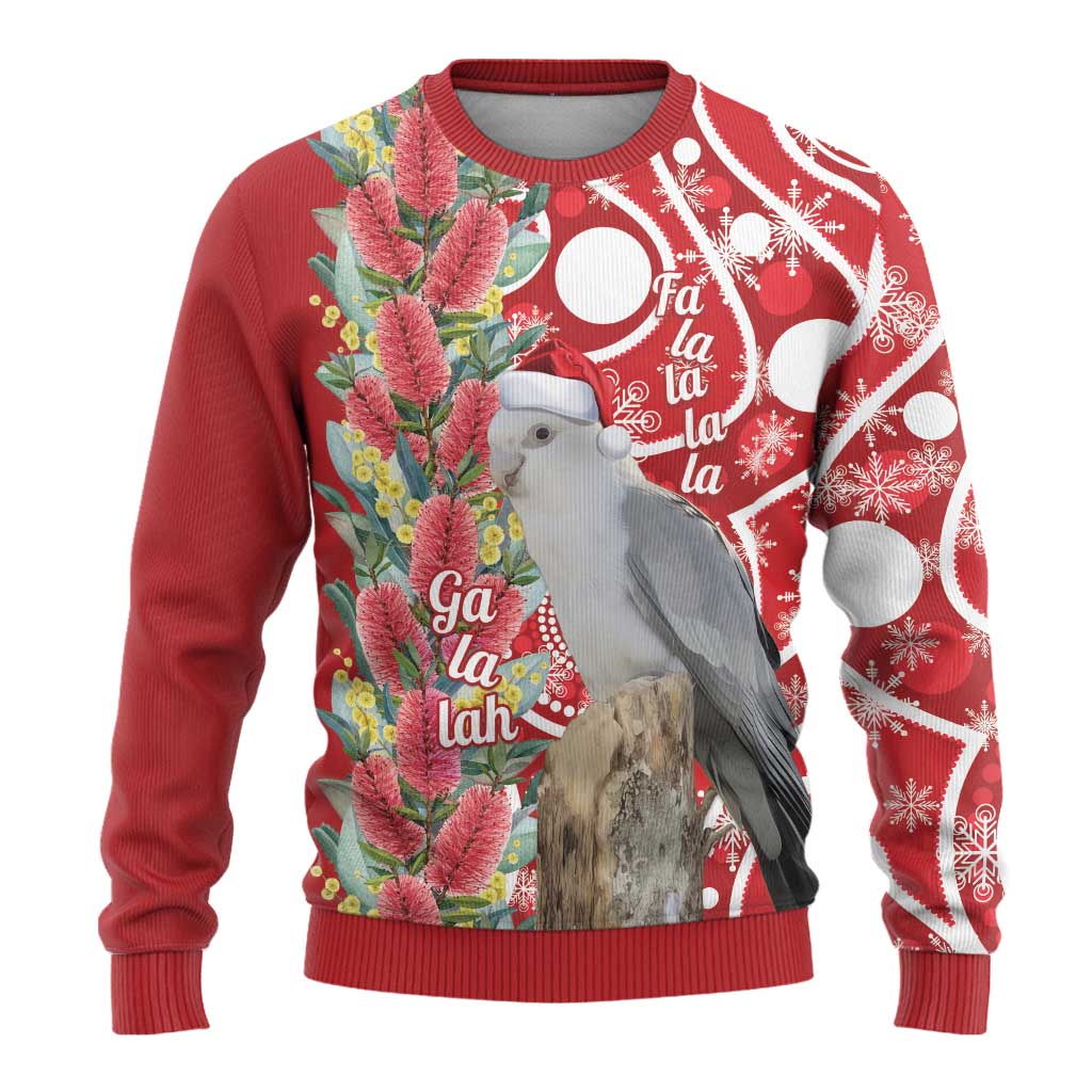 Blue Galah Mutation Christmas Australia Ugly Christmas Sweater Falalalala Galalah Bottlebrush Red Aboriginal Art - Aussie Hoodie