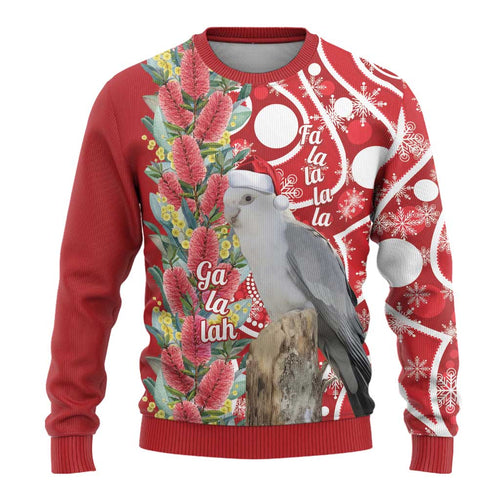 Blue Galah Mutation Christmas Australia Ugly Christmas Sweater Falalalala Galalah Bottlebrush Red Aboriginal Art - Aussie Hoodie