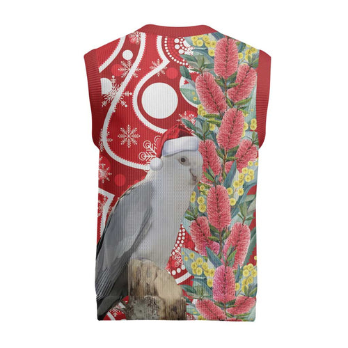 Blue Galah Mutation Christmas Australia Christmas Knitted V-Neck Vest Falalalala Galalah Bottlebrush Red Aboriginal Art - Aussie Hoodie