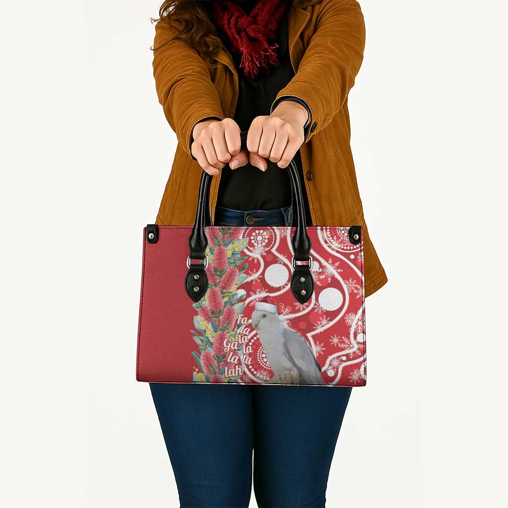 Blue Galah Mutation Christmas Australia Leather Bag Falalalala Galalah Bottlebrush Red Aboriginal Art - Aussie Hoodie