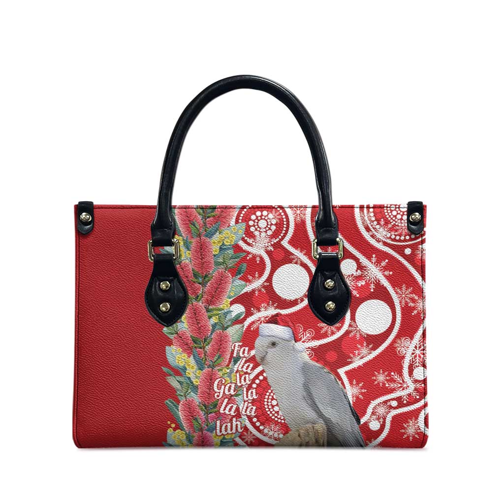 Blue Galah Mutation Christmas Australia Leather Bag Falalalala Galalah Bottlebrush Red Aboriginal Art - Aussie Hoodie