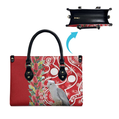 Blue Galah Mutation Christmas Australia Leather Bag Falalalala Galalah Bottlebrush Red Aboriginal Art - Aussie Hoodie