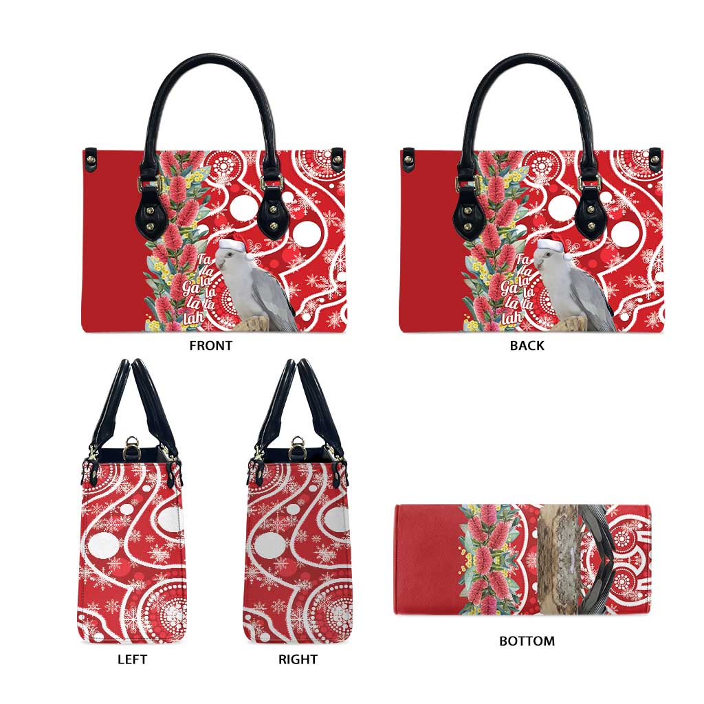 Blue Galah Mutation Christmas Australia Leather Bag Falalalala Galalah Bottlebrush Red Aboriginal Art - Aussie Hoodie