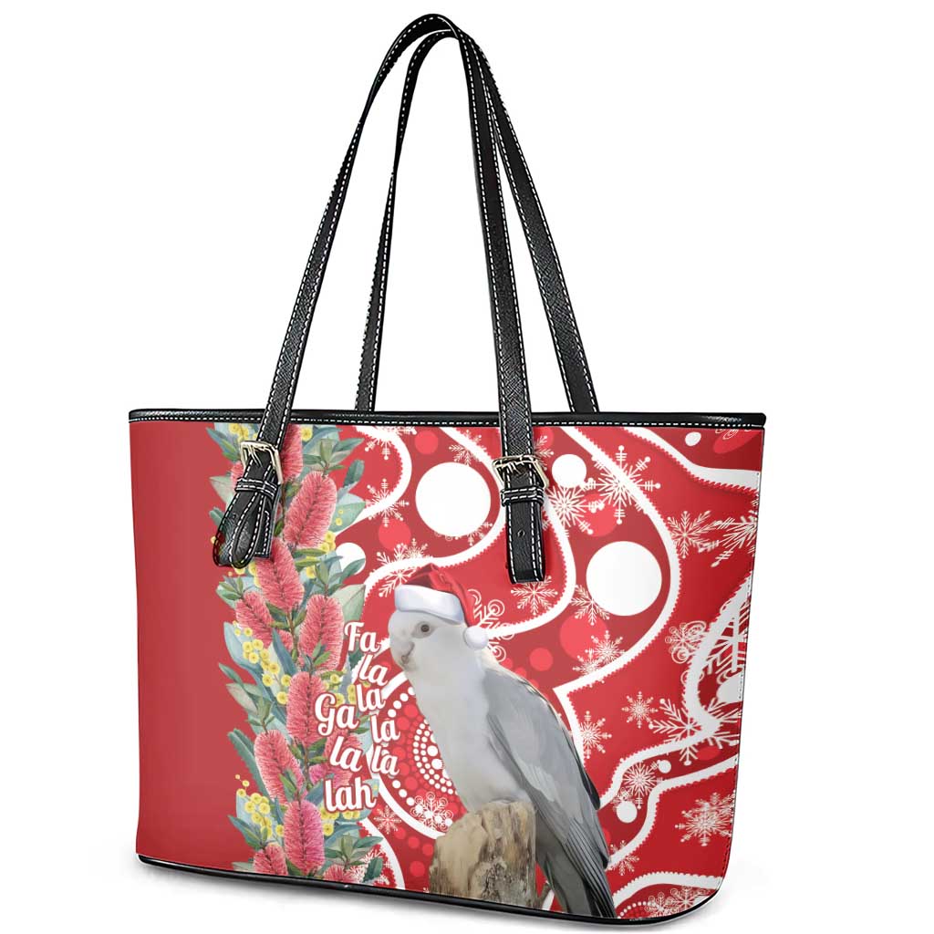 Blue Galah Mutation Christmas Australia Leather Tote Bag Falalalala Galalah Bottlebrush Red Aboriginal Art - Aussie Hoodie