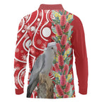 Blue Galah Mutation Christmas Australia Long Sleeve Polo Shirt Falalalala Galalah Bottlebrush Red Aboriginal Art - Aussie Hoodie