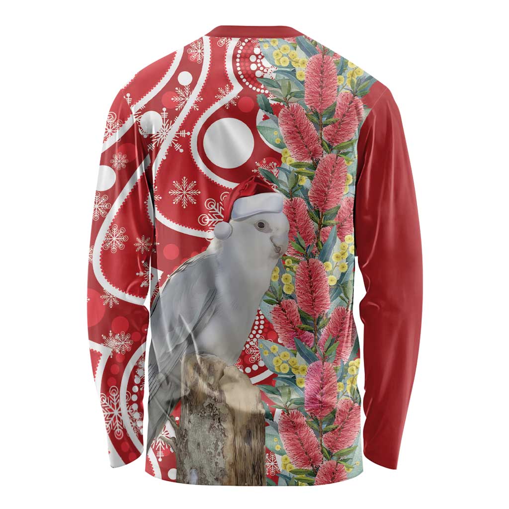 Blue Galah Mutation Christmas Australia Long Sleeve Shirt Falalalala Galalah Bottlebrush Red Aboriginal Art - Aussie Hoodie