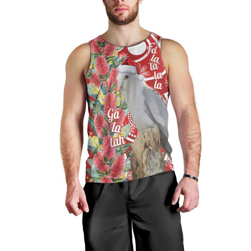 Blue Galah Mutation Christmas Australia Men Tank Top Falalalala Galalah Bottlebrush Red Aboriginal Art - Aussie Hoodie