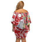 Blue Galah Mutation Christmas Australia Off Shoulder Short Dress Falalalala Galalah Bottlebrush Red Aboriginal Art - Aussie Hoodie