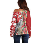 Blue Galah Mutation Christmas Australia Off Shoulder Sweater Falalalala Galalah Bottlebrush Red Aboriginal Art - Aussie Hoodie