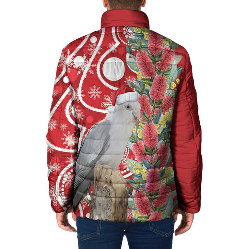 Blue Galah Mutation Christmas Australia Padded Jacket Falalalala Galalah Bottlebrush Red Aboriginal Art - Aussie Hoodie