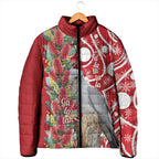 Blue Galah Mutation Christmas Australia Padded Jacket Falalalala Galalah Bottlebrush Red Aboriginal Art - Aussie Hoodie
