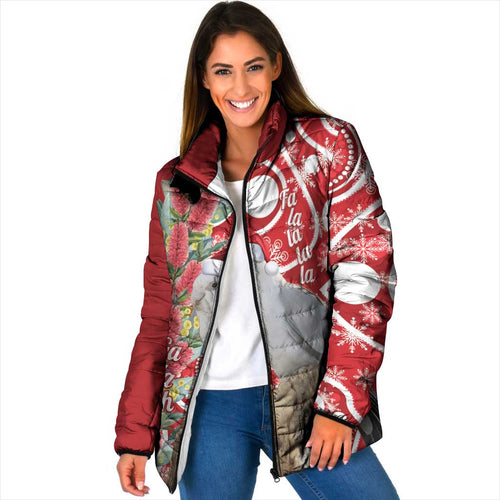 Blue Galah Mutation Christmas Australia Padded Jacket Falalalala Galalah Bottlebrush Red Aboriginal Art - Aussie Hoodie