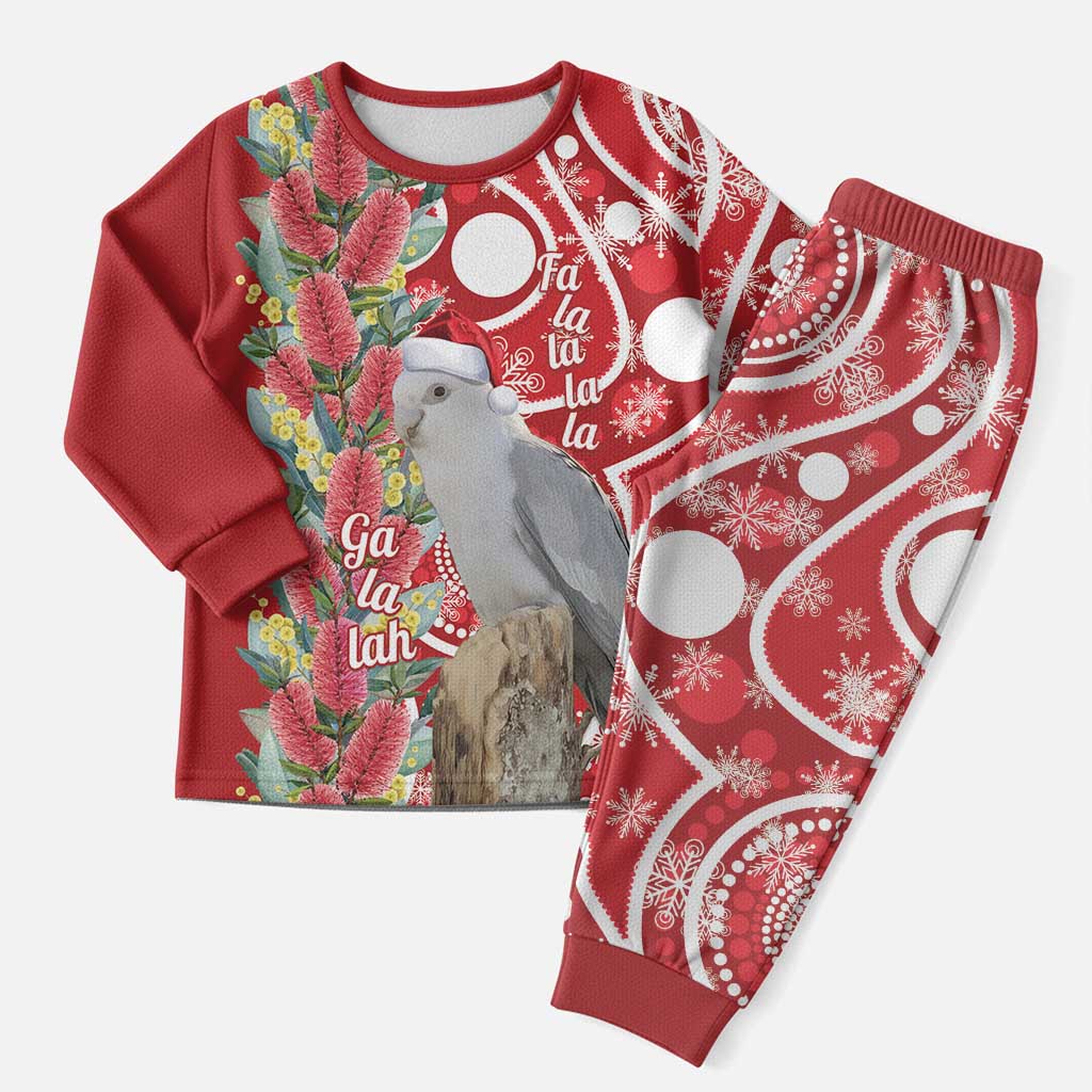 Blue Galah Mutation Christmas Australia Christmas Pajama Set Falalalala Galalah Bottlebrush Red Aboriginal Art - Aussie Hoodie