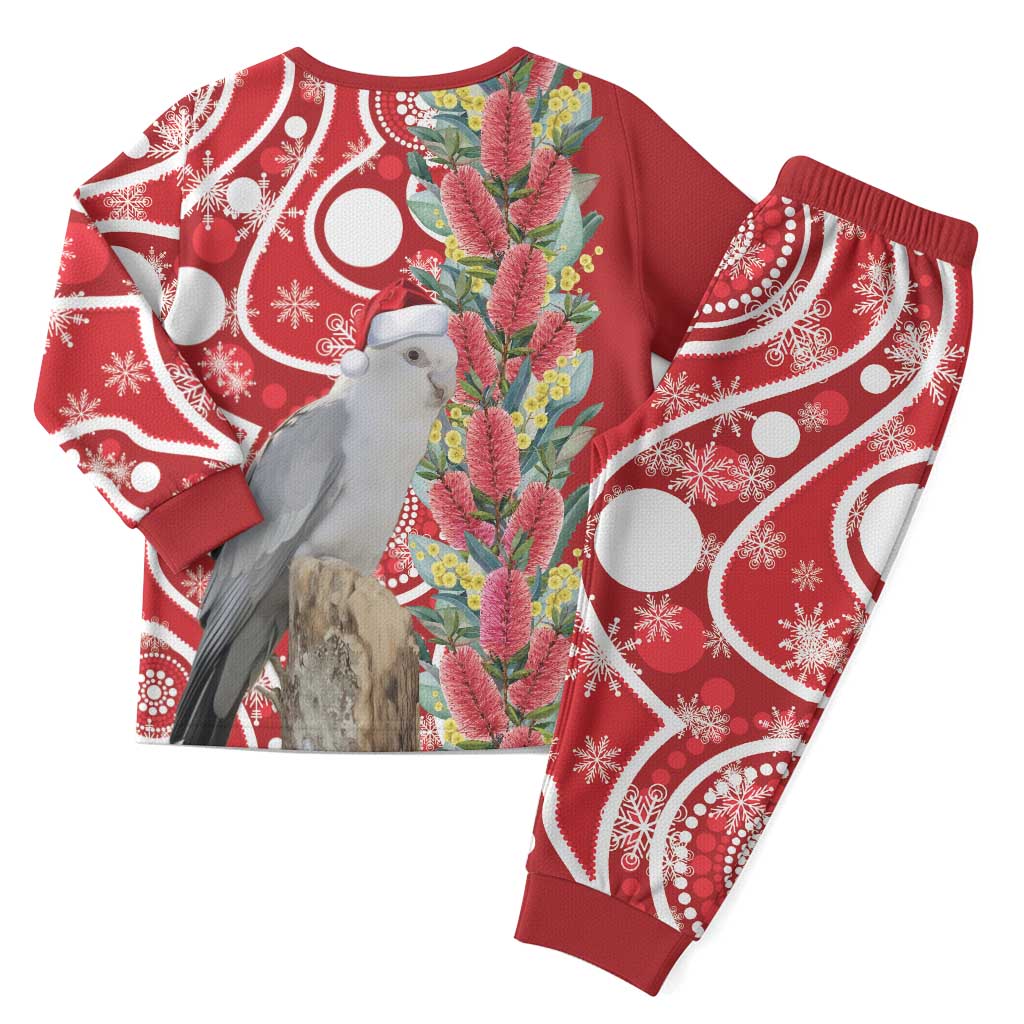 Blue Galah Mutation Christmas Australia Christmas Pajama Set Falalalala Galalah Bottlebrush Red Aboriginal Art - Aussie Hoodie