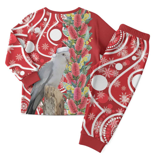 Blue Galah Mutation Christmas Australia Christmas Pajama Set Falalalala Galalah Bottlebrush Red Aboriginal Art - Aussie Hoodie