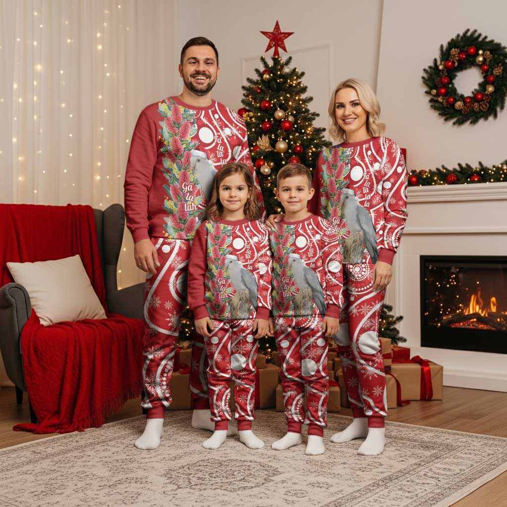 Blue Galah Mutation Christmas Australia Christmas Pajama Set Falalalala Galalah Bottlebrush Red Aboriginal Art - Aussie Hoodie