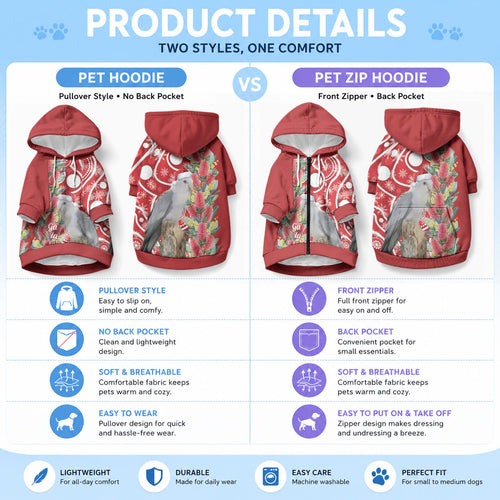 Blue Galah Mutation Christmas Australia Pet Hoodie Falalalala Galalah Bottlebrush Red Aboriginal Art
