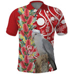 Blue Galah Mutation Christmas Australia Polo Shirt Falalalala Galalah Bottlebrush Red Aboriginal Art - Aussie Hoodie