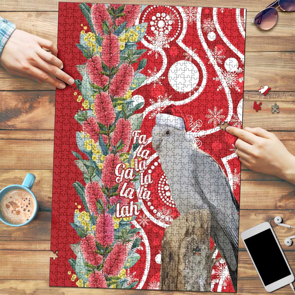 Blue Galah Mutation Christmas Australia Puzzle Falalalala Galalah Bottlebrush Red Aboriginal Art - Aussie Hoodie