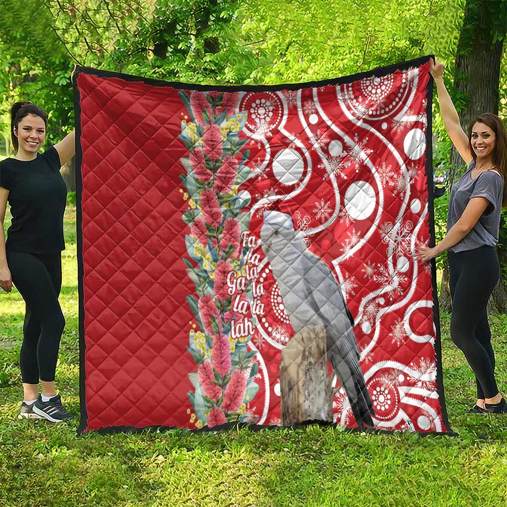 Blue Galah Mutation Christmas Australia Quilt Falalalala Galalah Bottlebrush Red Aboriginal Art - Aussie Hoodie