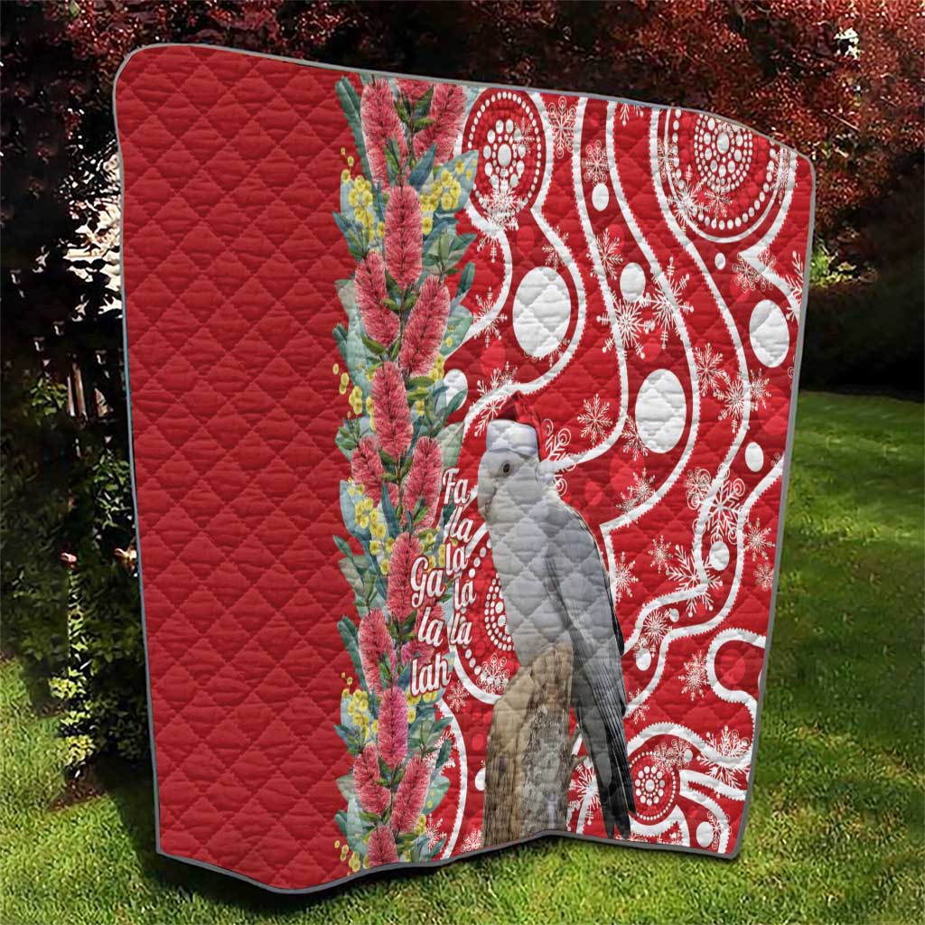Blue Galah Mutation Christmas Australia Quilt Falalalala Galalah Bottlebrush Red Aboriginal Art - Aussie Hoodie