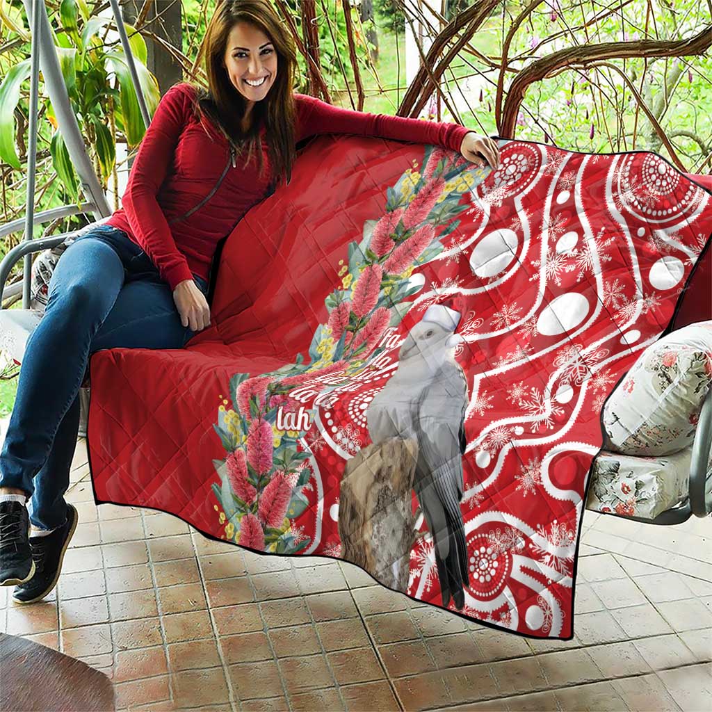 Blue Galah Mutation Christmas Australia Quilt Falalalala Galalah Bottlebrush Red Aboriginal Art - Aussie Hoodie