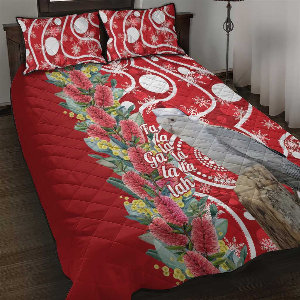 Blue Galah Mutation Christmas Australia Quilt Bed Set Falalalala Galalah Bottlebrush Red Aboriginal Art - Aussie Hoodie