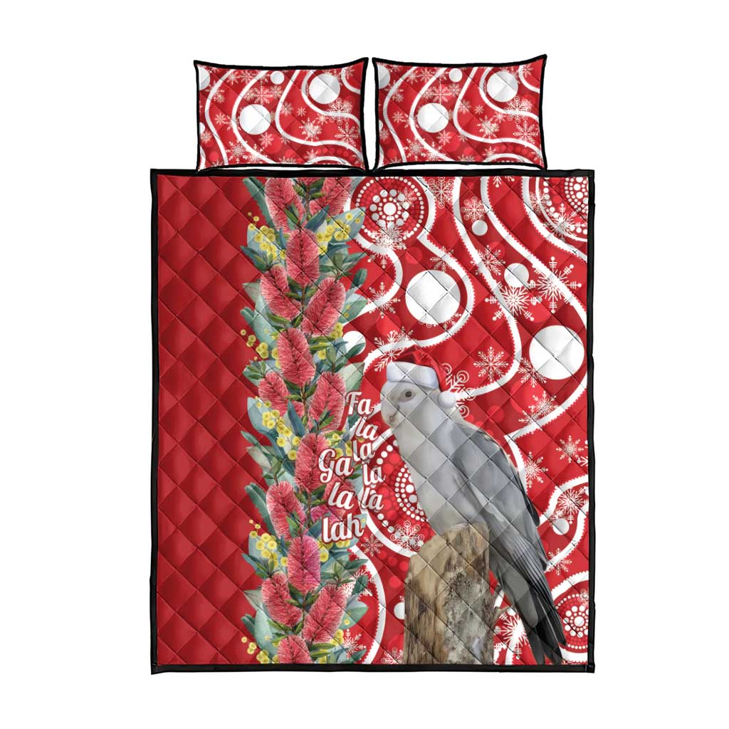 Blue Galah Mutation Christmas Australia Quilt Bed Set Falalalala Galalah Bottlebrush Red Aboriginal Art - Aussie Hoodie