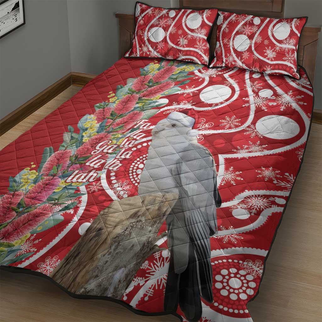 Blue Galah Mutation Christmas Australia Quilt Bed Set Falalalala Galalah Bottlebrush Red Aboriginal Art - Aussie Hoodie