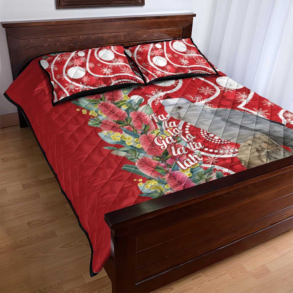 Blue Galah Mutation Christmas Australia Quilt Bed Set Falalalala Galalah Bottlebrush Red Aboriginal Art - Aussie Hoodie