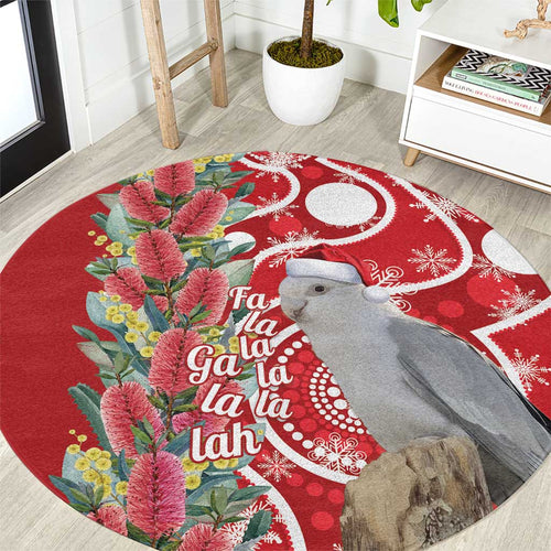 Blue Galah Mutation Christmas Australia Round Carpet Falalalala Galalah Bottlebrush Red Aboriginal Art - Aussie Hoodie