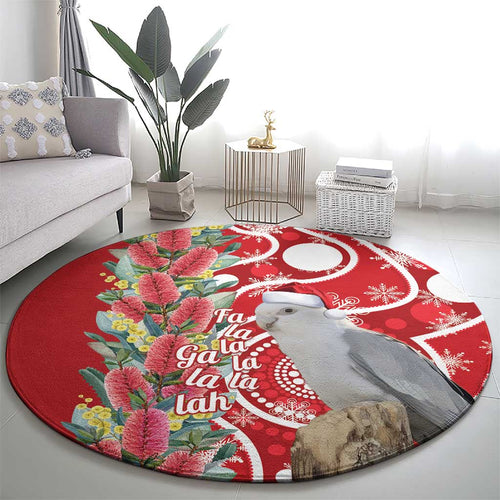 Blue Galah Mutation Christmas Australia Round Carpet Falalalala Galalah Bottlebrush Red Aboriginal Art - Aussie Hoodie