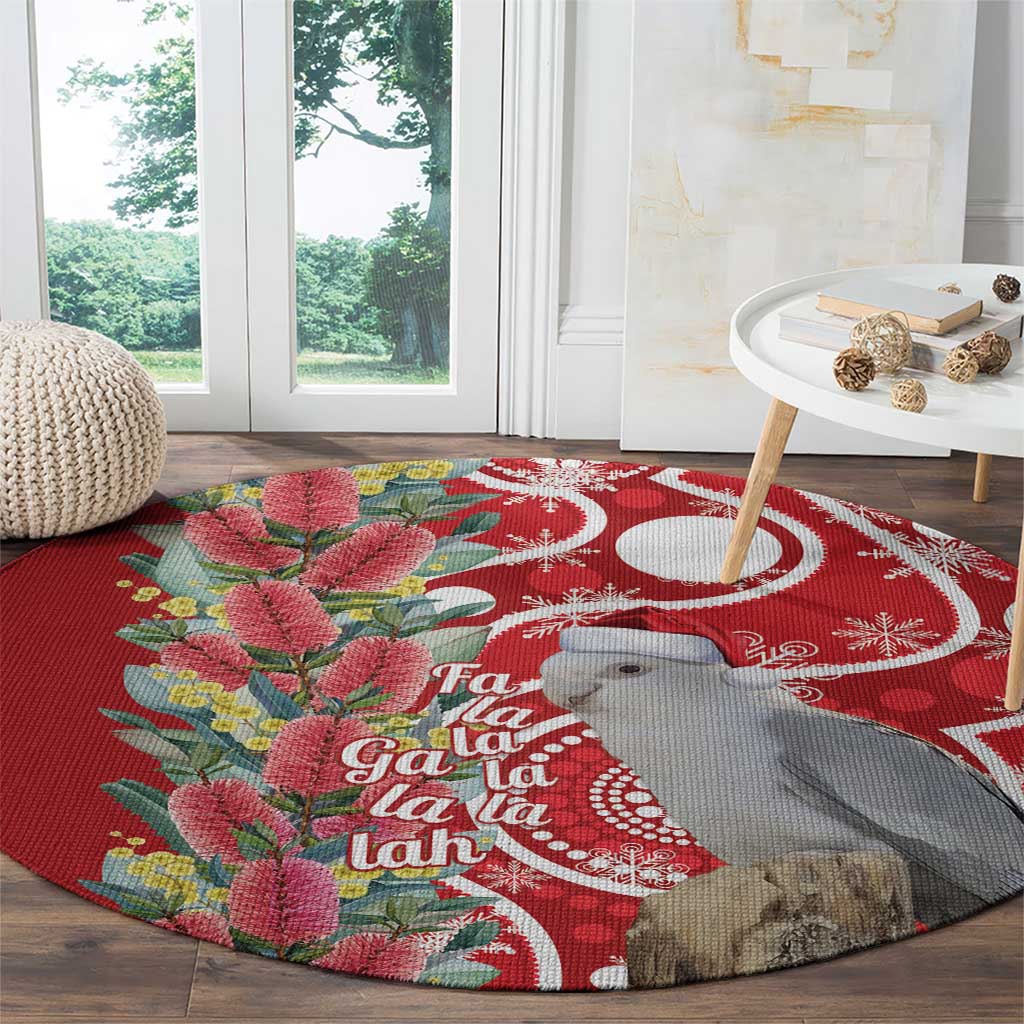 Blue Galah Mutation Christmas Australia Round Carpet Falalalala Galalah Bottlebrush Red Aboriginal Art - Aussie Hoodie