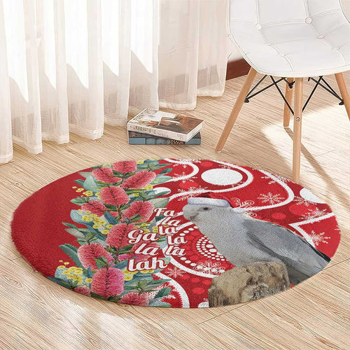 Blue Galah Mutation Christmas Australia Round Carpet Falalalala Galalah Bottlebrush Red Aboriginal Art - Aussie Hoodie