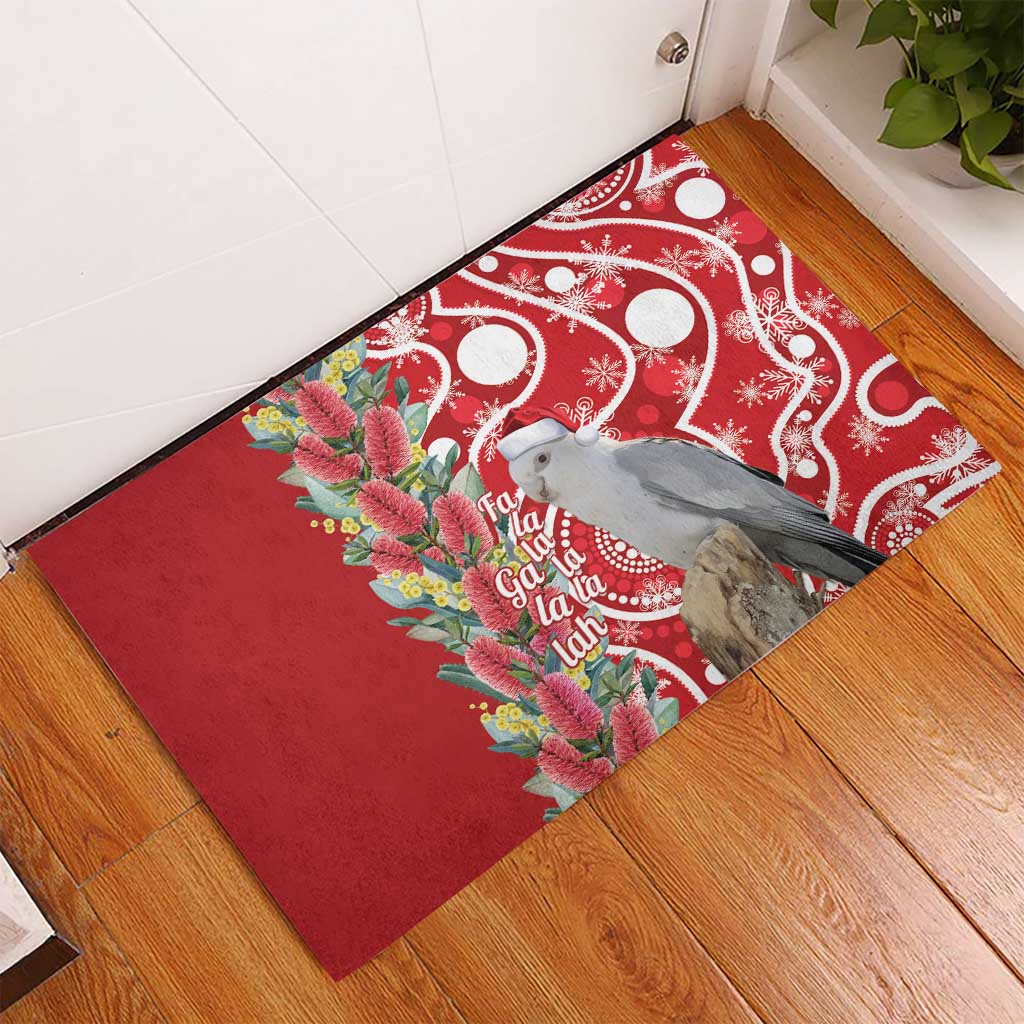 Blue Galah Mutation Christmas Australia Rubber Doormat Falalalala Galalah Bottlebrush Red Aboriginal Art - Aussie Hoodie