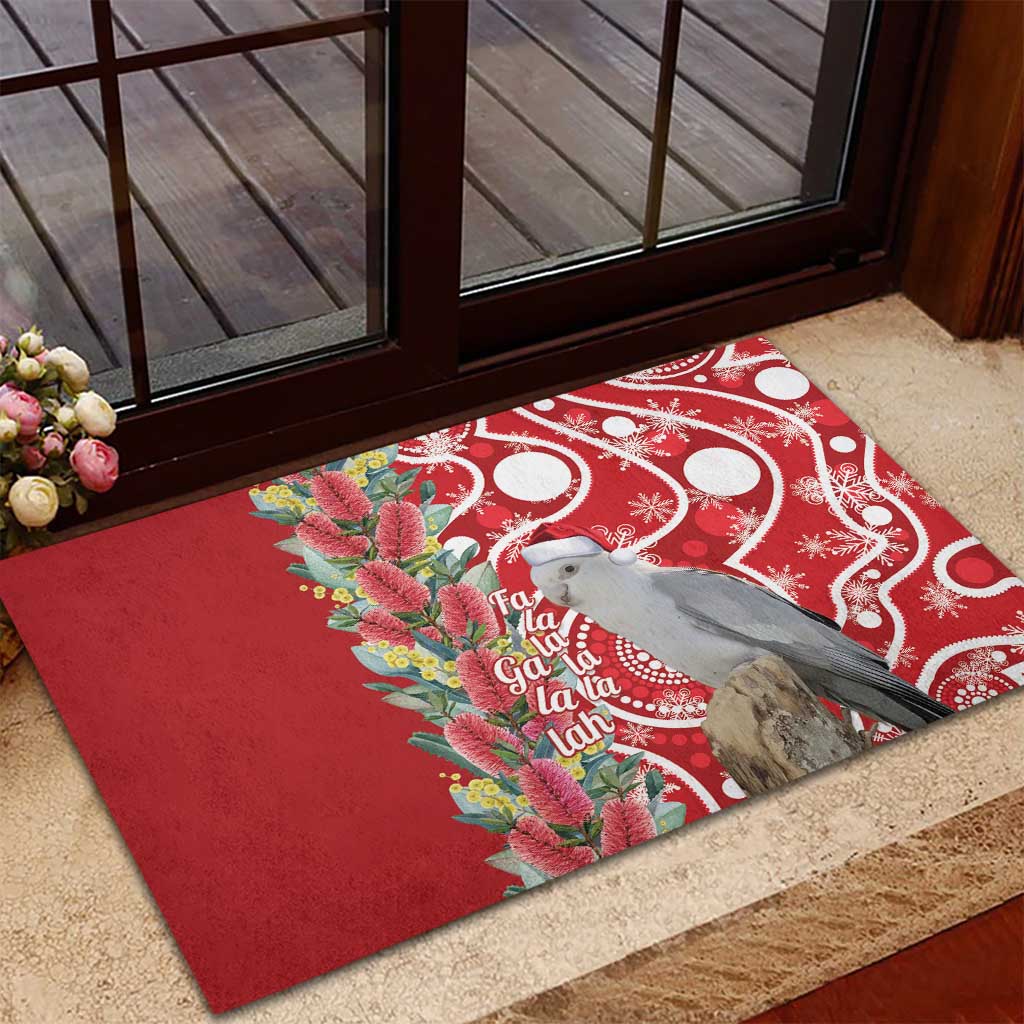 Blue Galah Mutation Christmas Australia Rubber Doormat Falalalala Galalah Bottlebrush Red Aboriginal Art - Aussie Hoodie