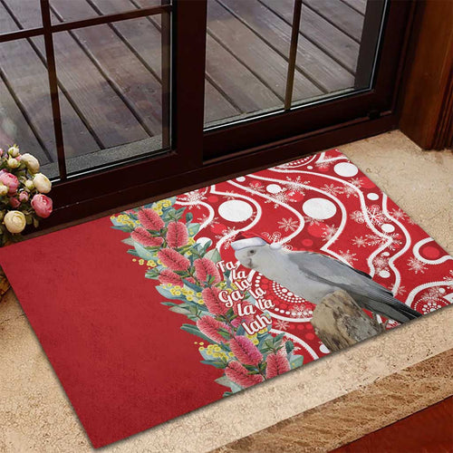 Blue Galah Mutation Christmas Australia Rubber Doormat Falalalala Galalah Bottlebrush Red Aboriginal Art - Aussie Hoodie