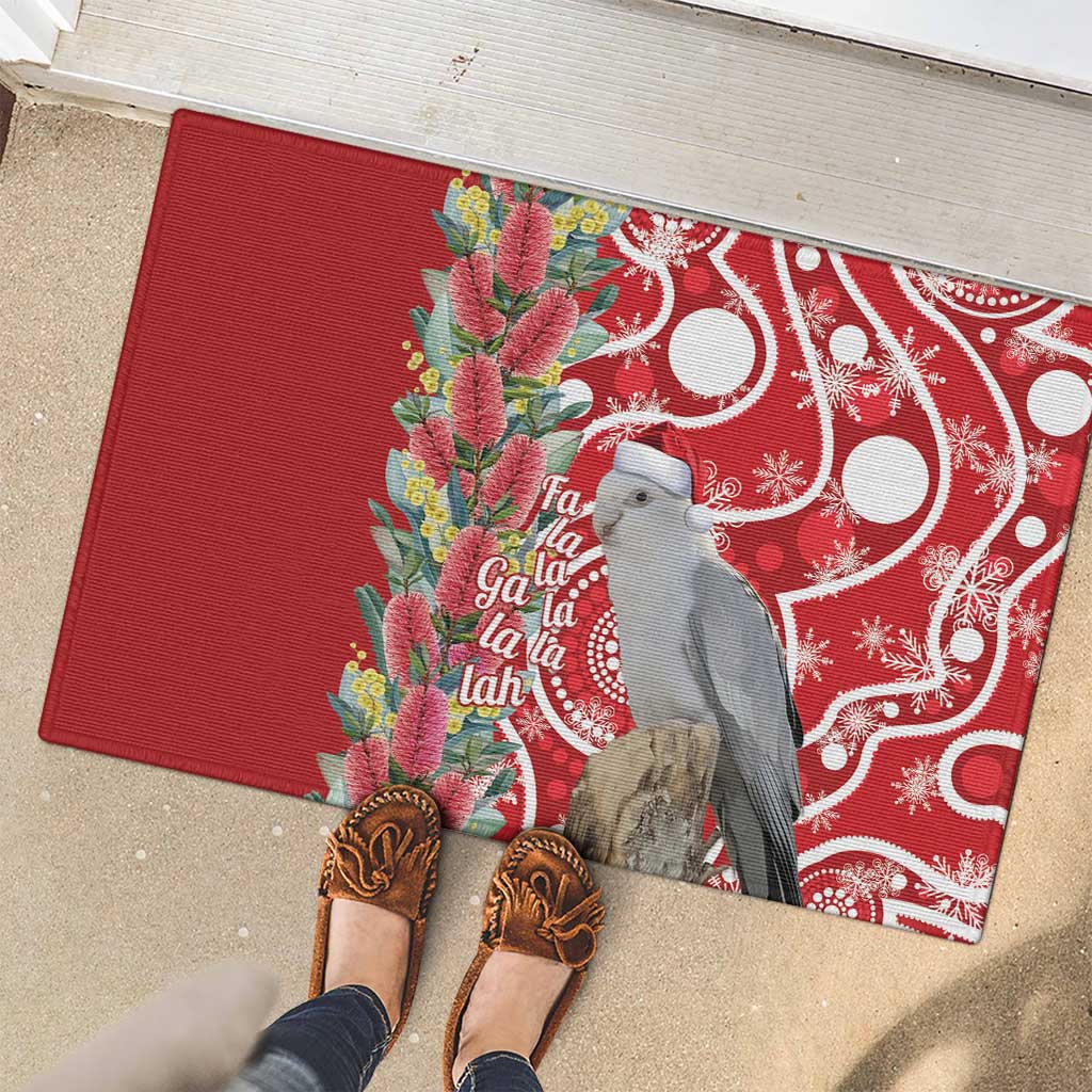 Blue Galah Mutation Christmas Australia Rubber Doormat Falalalala Galalah Bottlebrush Red Aboriginal Art - Aussie Hoodie
