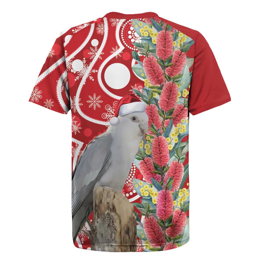 Blue Galah Mutation Christmas Australia Rugby Jersey Falalalala Galalah Bottlebrush Red Aboriginal Art - Aussie Hoodie