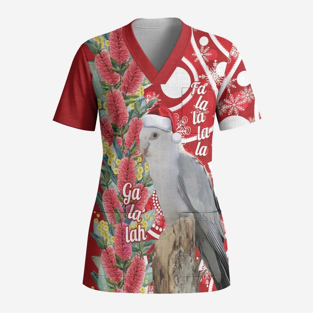 Blue Galah Mutation Christmas Australia Scrub Top Falalalala Galalah Bottlebrush Red Aboriginal Art - Aussie Hoodie