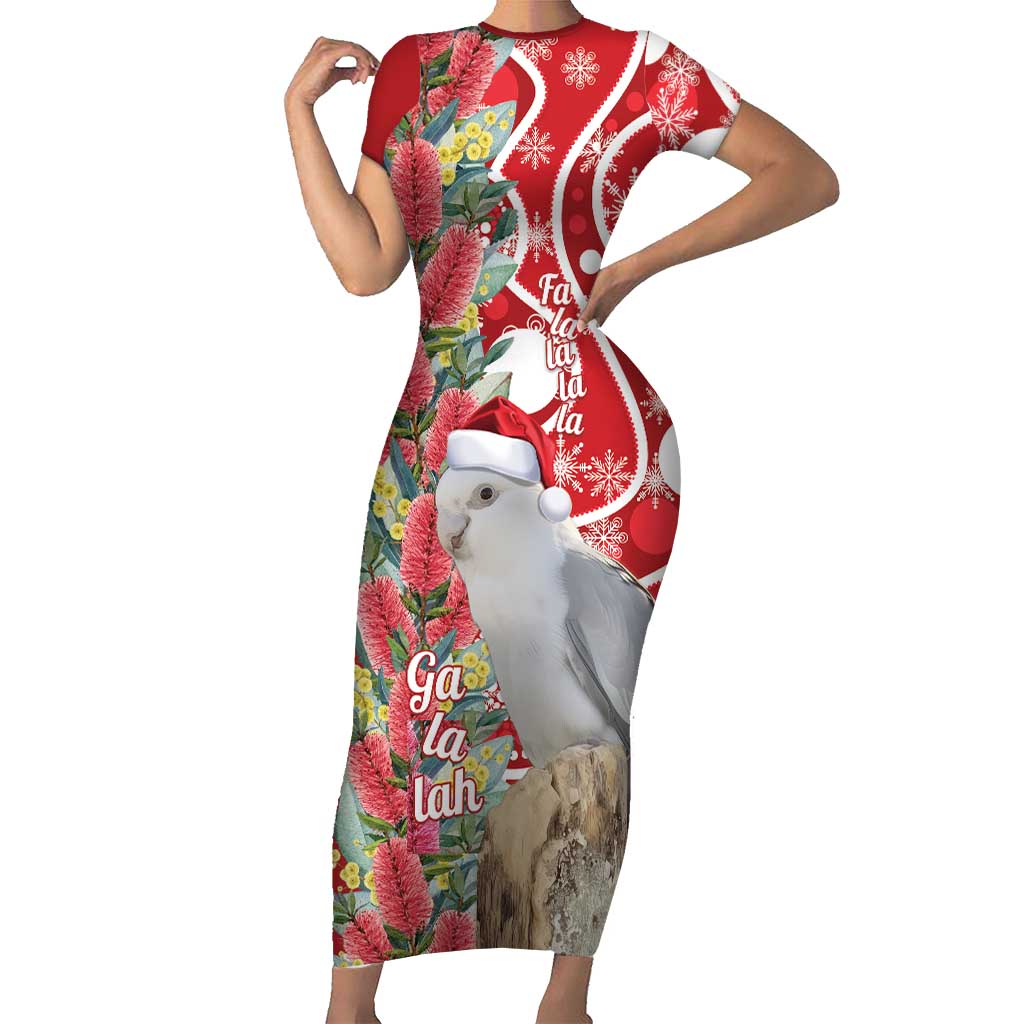 Blue Galah Mutation Christmas Australia Short Sleeve Bodycon Dress Falalalala Galalah Bottlebrush Red Aboriginal Art - Aussie Hoodie