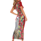 Blue Galah Mutation Christmas Australia Short Sleeve Bodycon Dress Falalalala Galalah Bottlebrush Red Aboriginal Art - Aussie Hoodie