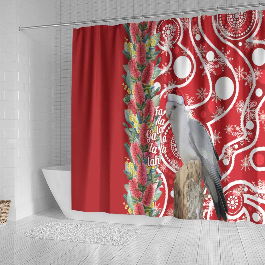 Blue Galah Mutation Christmas Australia Shower Curtain Falalalala Galalah Bottlebrush Red Aboriginal Art - Aussie Hoodie