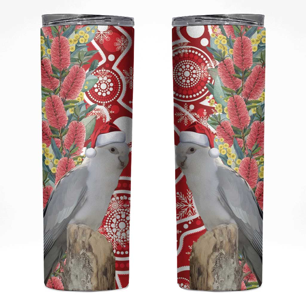 Blue Galah Mutation Christmas Australia Skinny Tumbler Falalalala Galalah Bottlebrush Red Aboriginal Art - Aussie Hoodie