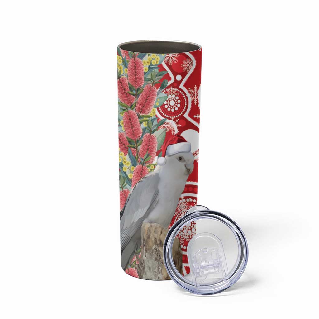 Blue Galah Mutation Christmas Australia Skinny Tumbler Falalalala Galalah Bottlebrush Red Aboriginal Art - Aussie Hoodie